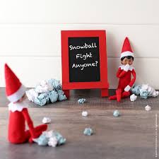 He makes a wall to block the flying snowballs and it looks like he will win the fight! Polar Paper Snowball Fight The Elf On The Shelf