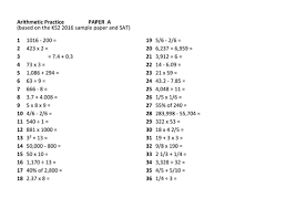 Ks2 Sat Arithmetic Paper Random Generator Based On 2017 Paper Arithmetic Paper Ks2