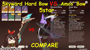 Skyward Harp Bow Vs Amos Bow 5star Lvl 20 20 Compare Genshin Impact 2020 L Adventurers Youtube
