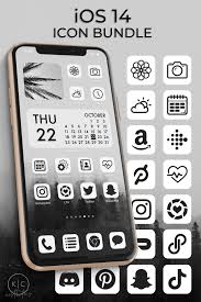 Ios 14 Icons Black And White Ios 14 Aesthetic Black And Etsy In 2020 White Iphone App Icon Iphone Icon