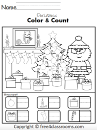 Printable christmas worksheets for kids. Free Christmas Numbers Math Worksheets For Kindergarten How Many Free4classrooms