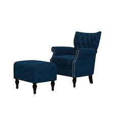 Canyon vista lounge chair and ottoman. Handy Living Margaux Button In Navy Blue Velvet Tufted Rolled Arm Chair And Ottoman Set A153119 The Home Depot