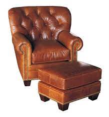 Heavily padded low back chair with a large. Classic Leather Fireside Tufted Back Club Chair Cl117786