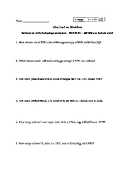 Solutions to the ideal gas law practice worksheet: Ideal Gas Law Practice Worksheet By Mj Teachers Pay Teachers
