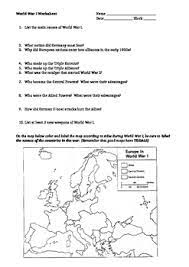 Reading comprehension stories and worksheets. World War I Worksheet Wwi Worksheet By History With Delong Tpt