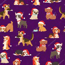 Greeting card, vector holiday puppy, animal. Dogs And Puppies In Santa Red Caps Christmas Seamless Pattern Or Wrapping Paper Vector Illustration Cartoon Pets Dogs Background For Xmas Winter Holidays Premium Vector In Adobe Illustrator Ai Ai
