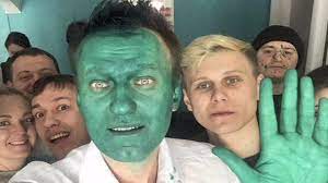 Russian opposition leader alexei navalny is splashed with a bright green substance in the siberian city of barnaul during a presidential campaign trip. Russian Politician Alexei Navalny Hit With Green Liquid Bbc News