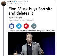 Elon musk buys fortnite is a joke circulating on twitter which was retweeted by the spacex founder and commented on by developers epic games. Elon Musk Twitter Beefs With Fortnite After Joking About Buying Game Fail Blog Funny Fails