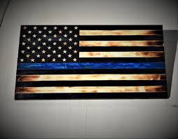 American Police Flag Thin Blue Line Wooden Flag Wooden Etsy American Flag Wood Rustic American Flag Wooden Flag
