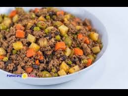 Picadillo Is A Dish With Ground Meat Tomato Potato And Carrots As Basic Ingredients This Is Picadillo Recipe Beef Giniling Recipe Beef With Broccoli Recipe