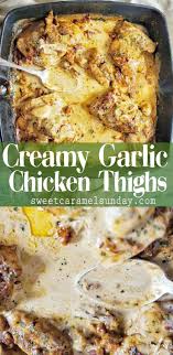 Chicken Thighs With Creamy Garlic Wine Sauce Recipe Boneless Chicken Thigh Recipes Chicken Recipes Boneless Skinless Chicken Recipe
