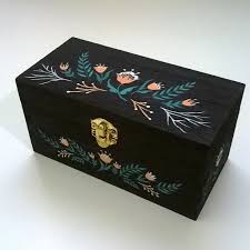 Mexican Folk Art Wooden Keepsake Box Hand Painted Wooden Box Wooden Box Designs Painted Wooden Boxes