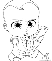 Letras de baby boss coloring pages logo. Boss Baby With Cell Phone Coloring Pages Printable