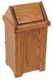 Amish Made Small Oak Flip Top Wood Bathroom Trash Bin Woodworking Plans Trash Wood Trash Can Wooden Trash Can
