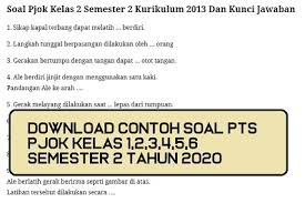Download Contoh Soal Pts Pjok Kelas 6 Semester 2 Dan Kunci Jawaban Tahun 2020 Info Pendidikan