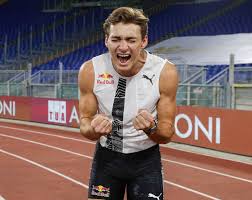 Photo about tampere, finland, july 14: Armand Duplantis Breaks World Record In Men S Pole Vault
