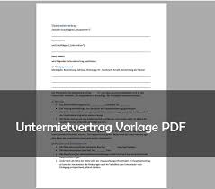 Untermietvertrag Muster Vorlage Pdf Download