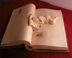 Intricately Carved Wooden Books Wooden Books Wooden Sculpture Art Carved