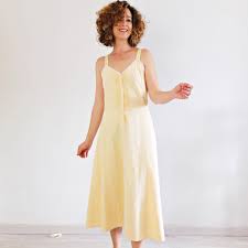 Vintage Pastel Yellow A Line Midi Dress Vintage Sleeveless Prairie Dress Vintage 70s Summer Cotton Sundress Original Women Size Medium M Midi Dress Dresses Cotton Sundress