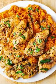 Maple Glazed Chicken With Sweet Potatoes Chicken Sweet Potato Healthy Chicken Recipes Chicken Dinner