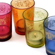 Set Of Six Coloured Glass Candle Holders Glass Candle Holders Glass Votive Candle Holders Glass Tea Light Holders Clear glass sparkles with gold filigree, a wonderful tea light. glass candle holders glass votive