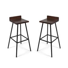 Set Of 2 Bidwell Modern Wood Barstool Dark Brown Christopher Knight Home Wood Bar Stools Bar Stools Stool