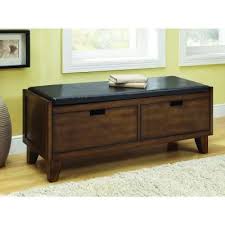 48 In L Dark Walnut Solid Wood Bench With 2 Drawers I 4508 At The Home Depot Storage Bench Seating Storage Bench With Cushion Bench With Storage