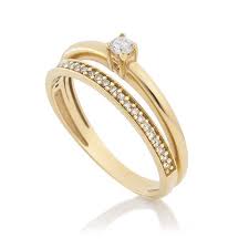 Anel Em Ouro Amarelo 18k E 20 Pts De Diamantes Colecao Solitario Anel Solitario Noivado Anel Solitario Ouro Anel De Noivado