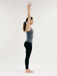 Tadasana Yoga Swoop Your Arms Up To The Sky Standing Tall Keep Equal Weight Through Both Of Your Morning Yoga Poses Mountain Pose Yoga Morning Yoga