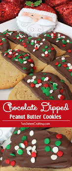 Chocolate Dipped Peanut Butter Christmas Cookies Recipe Cookies Recipes Christmas Delicious Christmas Desserts Christmas Cookie Exchange
