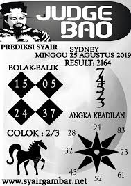 Syairtogel Judge Bao Minggu 25 Agustus 2019 Minggu Sydney Dewi Bulan