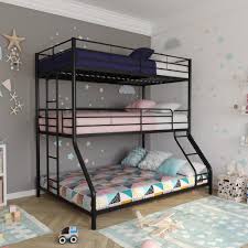 Dhp Metal Triple Bunk Bed Twin Twin Full Black Walmart Com Triple Bed Triple Bunk Bed Triple Bunk