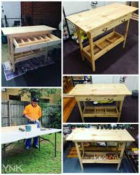 Kitchen Work Bench V2 0 Food Prep Table Diy Project Recycle Wooden Pallets 35 Hour Part Diy Recycled Projects Kitchen Work Bench Diy Pallet Furniture
