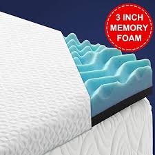 Tekamon 3 Inch 7 Zone Cool Gel Memory Foam Mattress Topper Relieves Pressure Points With Remov Memory Foam Mattress Topper Gel Memory Foam Memory Foam Mattress