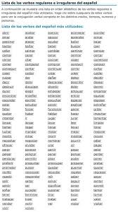 Lista De Verbos Regulares E Irregulares Mas Usados En Espanol Verbos En Espanol Lista De Verbos Aprender Espanol