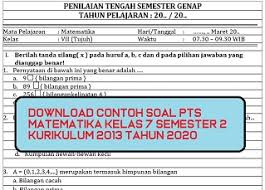 Download Contoh Soal Pts Matematika Kelas 7 Semester 2 Kurikulum 2013 Tahun 2020 Info Pendidikan