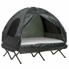 Deluxe 4 In 1 Compact Folding Dome Shelter Tent With Sleeping Bag Air Mattress Pillow Camping Bed Camping Cot Tent Cot