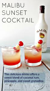 And these coconut cream and pineapple for this recipe you'll want to grab these 5 things. Malibu Sunset Cocktail Homemade Food Junkie Mixed Drinks Recipes Delicious Drink Recipes Yummy Drinks