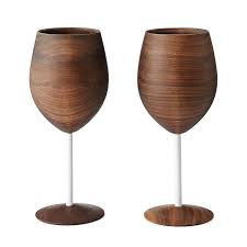 Wooden Wine Glasses Set Of 2 Wine Glass Wooden Dinnerware Wooden Wine Glass Copas De Vino Torno De Madera Disenos De Unas