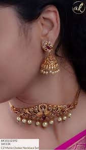Gorgeous One Gram Gold Choker With Matching Jumkhis Choker With Pearl Hangings 20 December 201 Bridal Gold Jewellery Gold Jewelry Outfits Gold Bride Jewelry