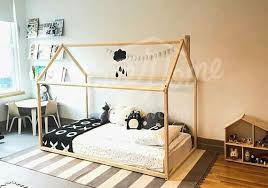 Toddler Bed Or House Bed With Slats Children Bed Frame Bed Etsy House Frame Bed House Beds Bed Tent