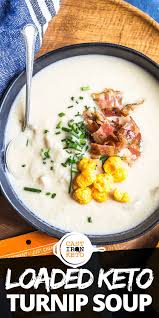 Loaded Turnip Soup Easy Keto Cast Iron Keto Recipe Turnip Soup Turnip Recipes Turnip