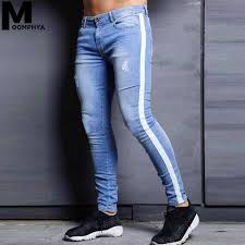 2020 popular men jeans stylish trends in men's clothing, automobiles & motorcycles, apparel accessories discover over 849 of our best selection of men jeans stylish on aliexpress.com with. Side Stripes Distressed Holes Black Men Jeans Streetwear Hip Hop Denim Skinny Jeans Men Stylish Ripped Jeans For Men Shopee Malaysia
