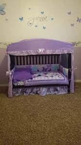 Toddler Bed Converted From Crib Found The Cute Canopy At Ross Butterflies And Name Are Vinyl Stickers Toddler Loft Beds Diy Toddler Bed Toddler Bed Girl