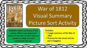 War Of 1812 Visual Summary Picture Sort Activity Baggies Sorting Activities War Of 1812 Summary Activities