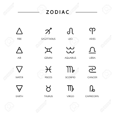 Thin Line Vector Zodiacal Symbols Astrology Horoscope Sign Glyph Tattoo Zodiac Tattoos Tattoos