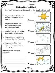 Spanish Weather Clima Tiempo Read Draw Write Comprehension Worksheets Spanish Weather Written Comprehension Weather Vocabulary