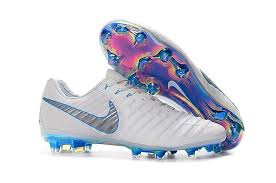 New Nike Tiempo Legend Vii Fg Kangaroo Boots White Blue Leather Soccer Cleats Soccer Cleats Nike Soccer Shoes