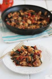 Easy One Pan Chicken And Eggplant Recipe Lexi S Clean Kitchen Eggplant Recipes Chicken Dinner Dinner