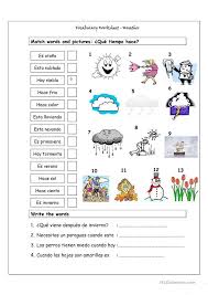 Dias De La Semana En Espanol Hojas De Trabajo El Tiempo Y Las Estaciones Trabajos Hojas De Trabajo De E Weather Worksheets Weather Vocabulary Weather Words